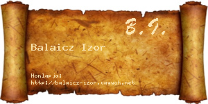 Balaicz Izor névjegykártya